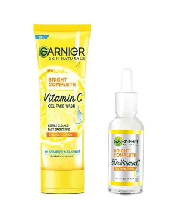 Garnier Skin Naturals, Face Serum, Bright Complete Vitamin C Booster, 15ml + Bright Complete Vitamin C Gel Facewash, 50g (2 ITEM IN SET)