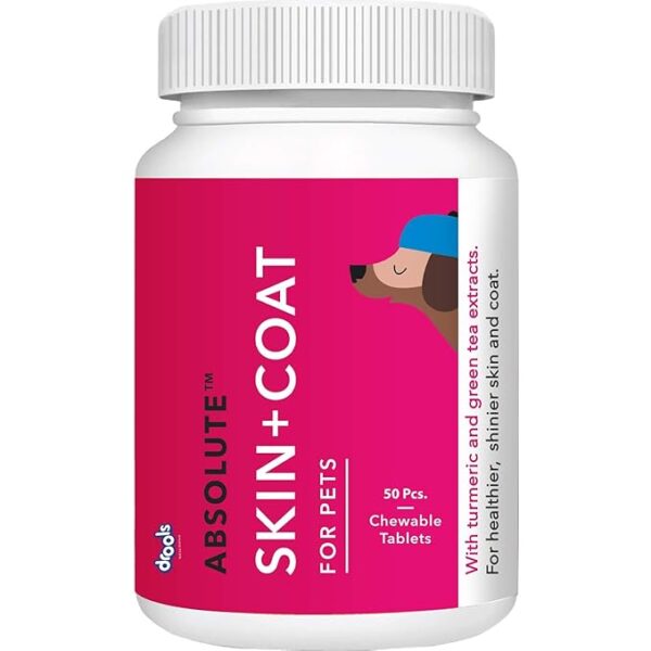 Drools Absolute Dog Supplement Tablet, Skin + Coat 200g 50 Pieces Jar