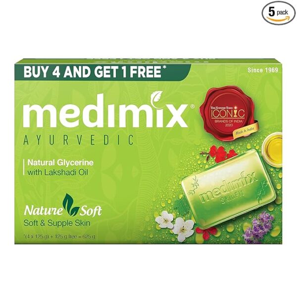 Medimix Ayurvedic Natural Glycerine Bathing Soap With Lakshadi Oil For Soft, Supple & Moisturized Skin 100g (Buy 3 Get 1 Extra Combo Pack) | Natural | Herbal | Paraben-free & Sulphate-free | 100% Vegan