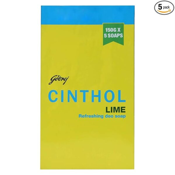 Cinthol Bathing Bar, Lime, 150g (Pack of 5) - Image 2
