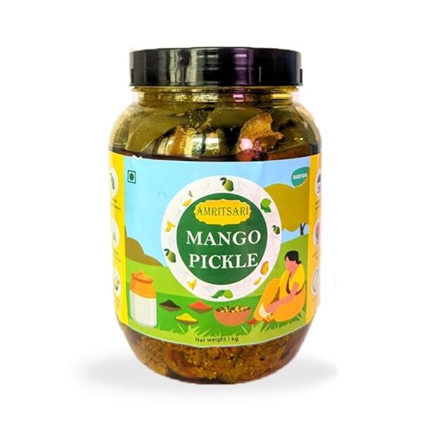 AASNAA Amritsari Mango Pickle - Authentic Indian Spicy Mango Pickle | Made with Ripe Mangoes and Traditional Spices | Tangy and Flavorful | No Artificial Preservatives | 1 kg Jar |