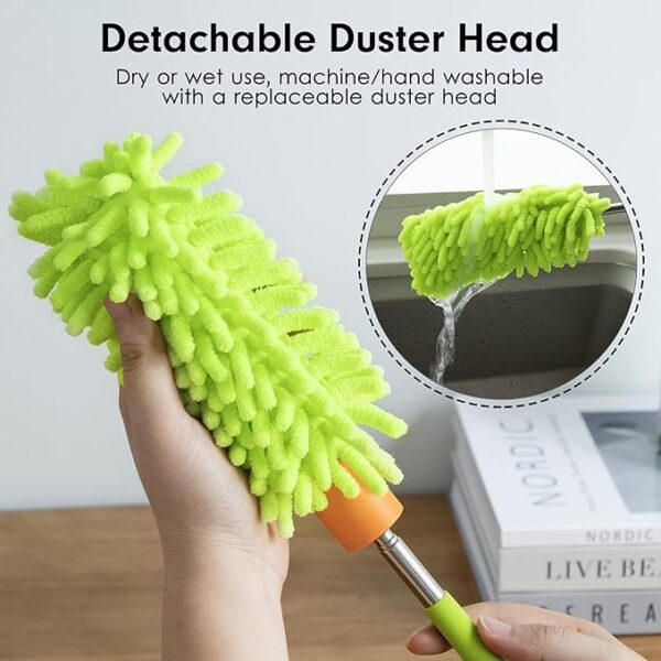 Microfiber Duster for Cleaning,  Hand Washable Dusters with  Microfiber Head, Extendable Pole, Detachable Cleaning Brush Tool for Office, Car, Window, Furniture, Ceiling Fan