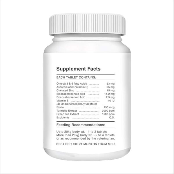 Drools Absolute Dog Supplement Tablet, Skin + Coat 200g 50 Pieces Jar - Image 2
