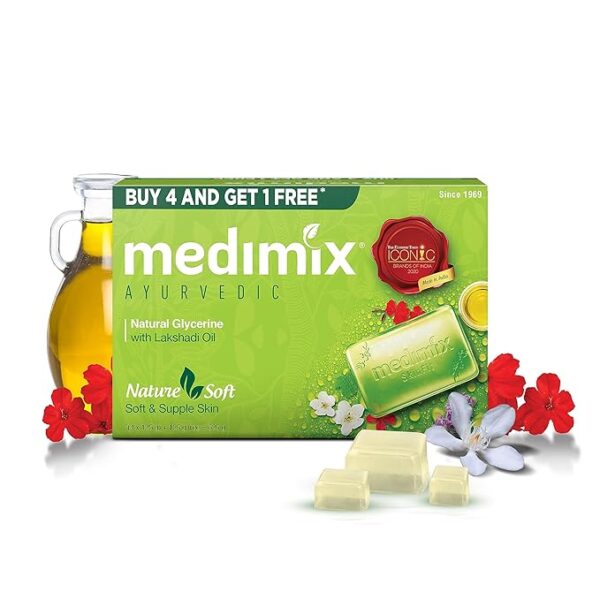 Medimix Ayurvedic Natural Glycerine Bathing Soap With Lakshadi Oil For Soft, Supple & Moisturized Skin 100g (Buy 3 Get 1 Extra Combo Pack) | Natural | Herbal | Paraben-free & Sulphate-free | 100% Vegan - Image 2