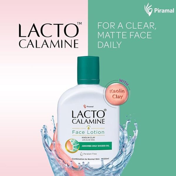 Lacto Calamine Face Lotion | 120ml | Daily Moisturizer For Face - Combination To Normal Skin | Kaolin Clay & Aloe Vera | Abosrbs Excess Oil | Fights Pimples, Darkspots & Blackheads | Body Lotion - Image 2