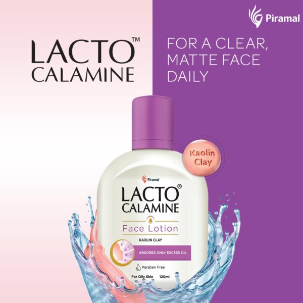 Lacto Calamine Face Lotion | 120ml | Daily Moisturizer For Face - Combination To Normal Skin | Kaolin Clay & Aloe Vera | Abosrbs Excess Oil | Fights Pimples, Darkspots & Blackheads | - Image 2