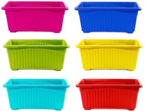 Rectangular Plastic Pots for Plants, Multicolor 14 INCH Jupiter Flower Pots for Home, Window Display, Garden Plant Container Set (3) - Image 6