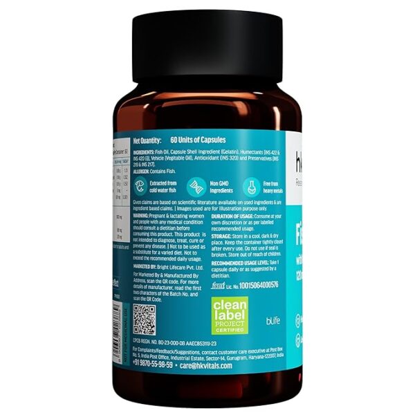 HealthKart HK Vitals Fish Oil For Men And Women (60 Capsules) | 1000mg Omega 3 with 180mg EPA & 120mg DHA | For Brain, Heart, Eyes, and Joints Health - Image 5