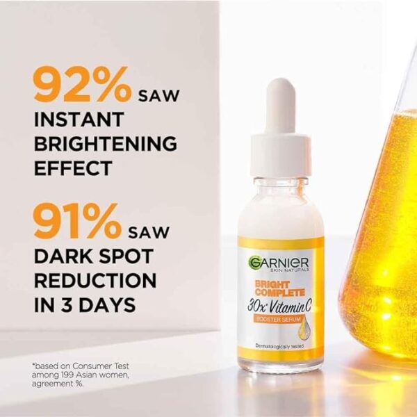 Garnier Skin Naturals, Face Serum, Bright Complete Vitamin C Booster, 15ml + Bright Complete Vitamin C Gel Facewash, 50g (2 ITEM IN SET) - Image 4