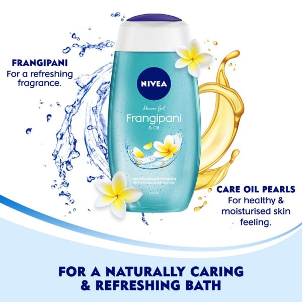 NIVEA Frangipani & Oil 250ml Body Wash| Shower Gel with Care Oil Pearls| Refreshing Scent of Frangipani Flower|Clean, Healthy & Moisturized Skin - Image 6