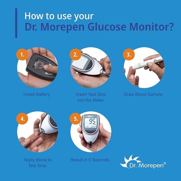Dr. Morepen BG-03 Gluco One Glucometer Combo, 50 Strips (Multicolor) - Image 5