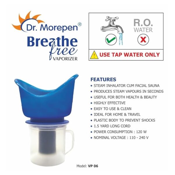 Dr. Morepen Breathe Free Vaporizer - 600 Ml, Blue - Image 3