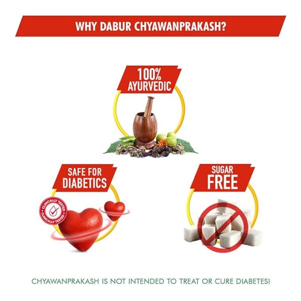 Dabur Chyawanprakash Sugarfree - 500g | Clinically Tested Safe for Diabetics | With 40+ Ayurvedic Herbs | Boosts Immunity | Helps Build Strength & Stamina | Builds Overall Health - Image 4