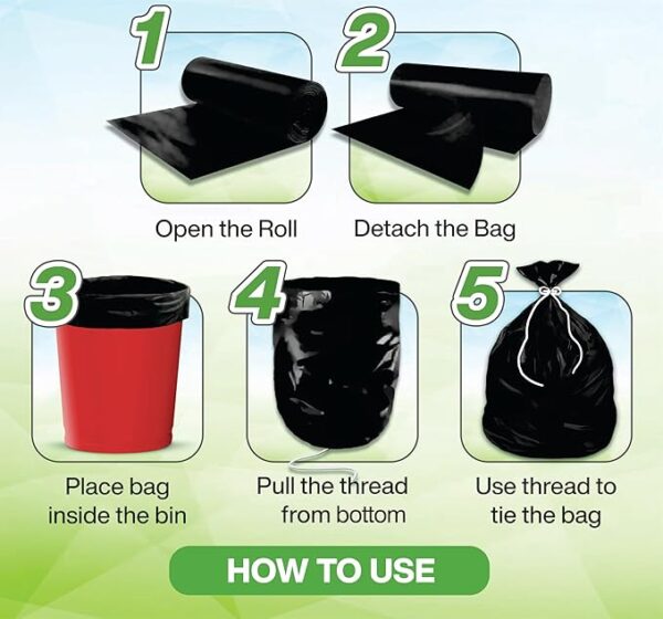 Newtone Premium Garbage Bags Size 30 X 37 Inches (Extra Large) 60 Bags (2 rolls) Dustbin Bag/Trash Bag - Black Color - Image 4
