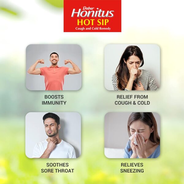 Dabur Honitus Hot Sip - Pack of 30 Sachets ( 4gx30 )| 100% Ayurvedic Kadha | Provides Instant Relief from Cough, Cold & Sore Throat | Natural Immunity Booster | Unique Blend of 15 Ayurvedic Herbs - Image 3
