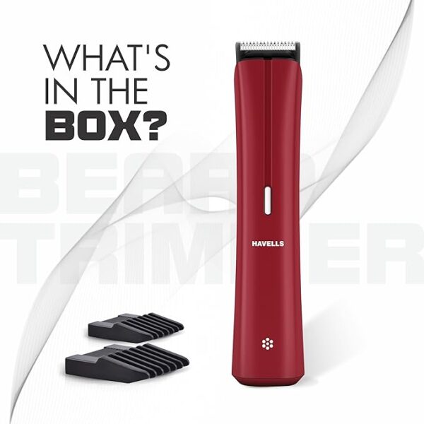 Havells Bt6111 Beard Trimmer, Skin Firendly Stainless Steel Blades 90 Mins Runtime Up To 13 Mm Length Settings 2 Years Guarantee (Red)-Battery Powered, Men - Image 4