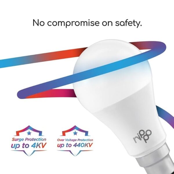 NIPPO 9W LED Bulb (2 Pack) Base 22, Cool Day Light, 1 Year Warranty, Voltage Surge Protection, High Energy Savings - Image 4