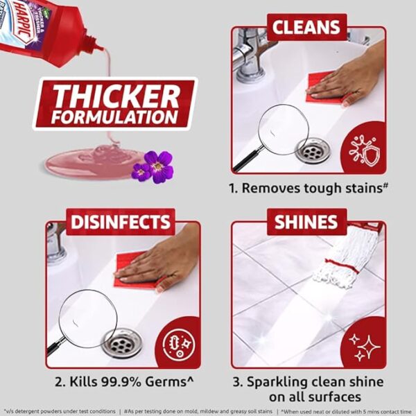 Harpic 1 Litre - Floral, Bathroom Cleaner Liquid | New Thicker Bathroom Floor Cleaner | Red Harpic Bottle - Image 5