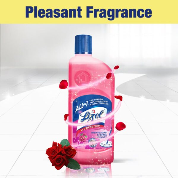 Lizol 1 Litre - Floral, Disinfectant Surface & Floor Cleaner Liquid | Suitable for All Floor Cleaner Mops | Kills 99.9% Germs| India's #1 Floor Cleaner - Image 4