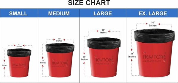 Newtone Premium Garbage Bags Size 30 X 37 Inches (Extra Large) 60 Bags (2 rolls) Dustbin Bag/Trash Bag - Black Color - Image 3