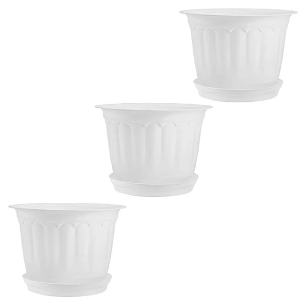 Gardens Need Jasmin Pot - 10 Inch White Color Set of 3 Piece