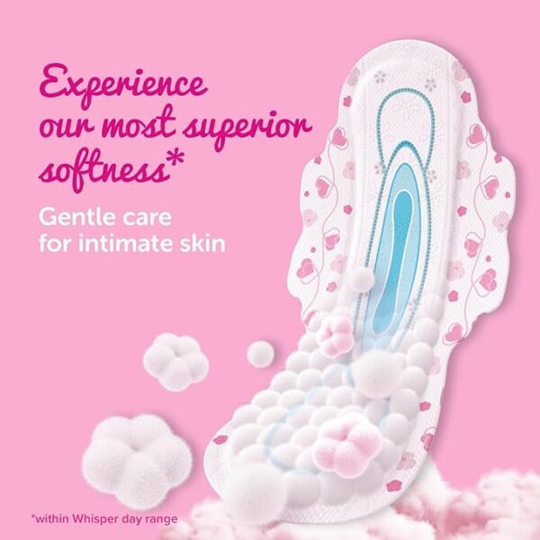 WHISPER ULTRA SKIN LOVE SOFT SANITARY PADS, 15 XL PADS, COTTONY SOFT, - Image 3