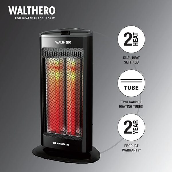 Havells Walthero 1000 Watt Carbon Heater (Black) - Image 3
