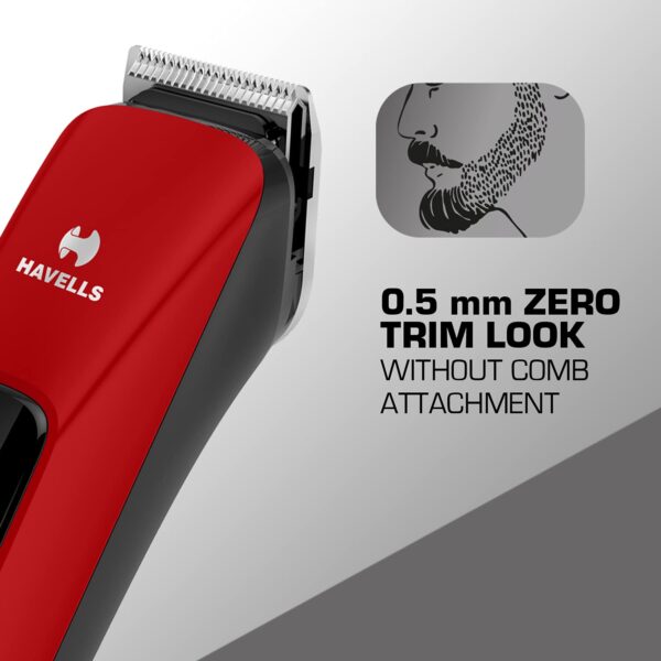 Havells Men Bt5111C Cordless Beard Trimmer With Comb (Black & Red) - Image 3