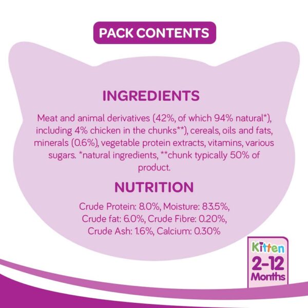 Whiskas Wet Food for Kittens (2-12 Months), Chicken in Gravy Flavour, 5 Pouches (5 x 85g) - Image 4