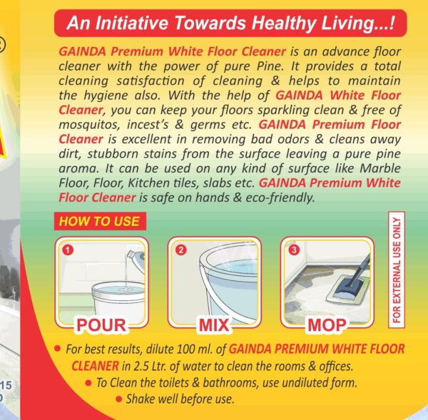 Gainda Premium White Floor Cleaner Disinfectant Phenyl Liquid Surface Cleaner for Hospitals, Homes, Offices & Commercial Use Removes Dirt, Stains & Germs - 1 L - Image 3