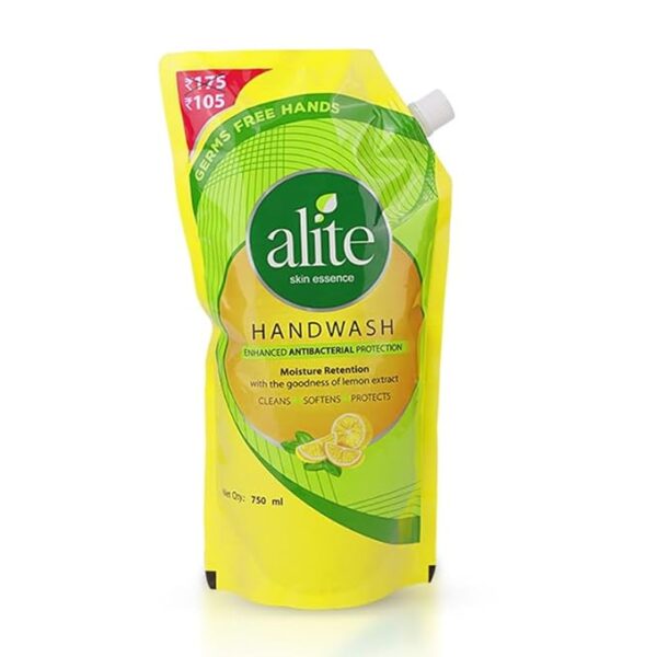 Alite Hand Wash Refill Pouch Enhanced Antibacterial Protection & Moisture Retention Enriched with Neem, Lemon, Rose & Strawberry Extracts for Soft, Clean, Germ-Free Hands 750ml