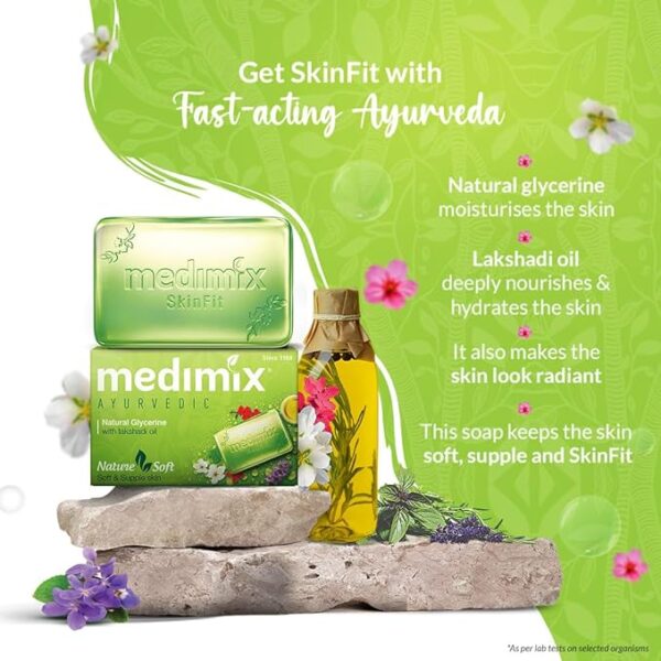 Medimix Ayurvedic Natural Glycerine Bathing Soap With Lakshadi Oil For Soft, Supple & Moisturized Skin 100g (Buy 3 Get 1 Extra Combo Pack) | Natural | Herbal | Paraben-free & Sulphate-free | 100% Vegan - Image 5