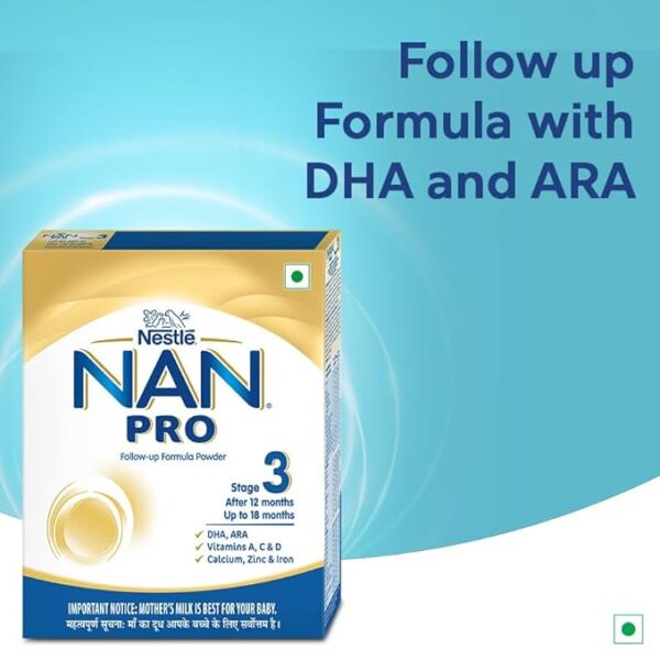 NAN Pro Stage 3 Follow-Up Formula Milk Powder For Babies (After 12 Months), - With Dha-Ara, 400G Bag-In-Box Pack, Infant - Image 2