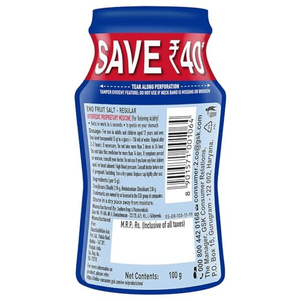 ENO Regular Digestive Fruit Salt 100 gm Jar Pack - Image 2