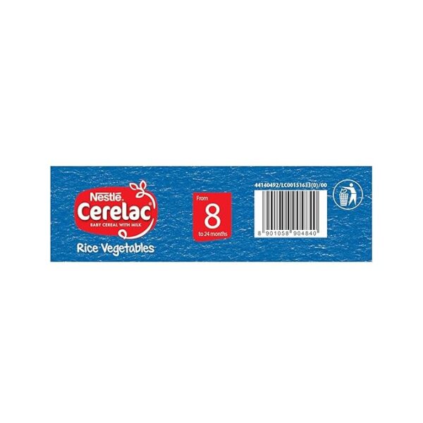CERELAC Baby Cereal with Milk, Rice Vegetables , From 8 to 24 Months ,Stage 2, Source of Iron & Protein , Bag-In-Box Pack 300g - Image 3
