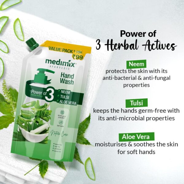 Medimix Ayurvedic Nature Care Hand Wash Refill With Neem,Tulsi&Aloe Vera 675 Ml (Combo Pack Of 2)|For Soft&Odour-Free Hands|99.9% Germ Protection|Shop Herbal|Natural|Soap-Free|100% Vegan - Image 7