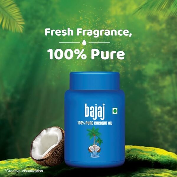 Bajaj 100% Pure Coconut Oil 600ml Wide Mouth Jar - Image 3