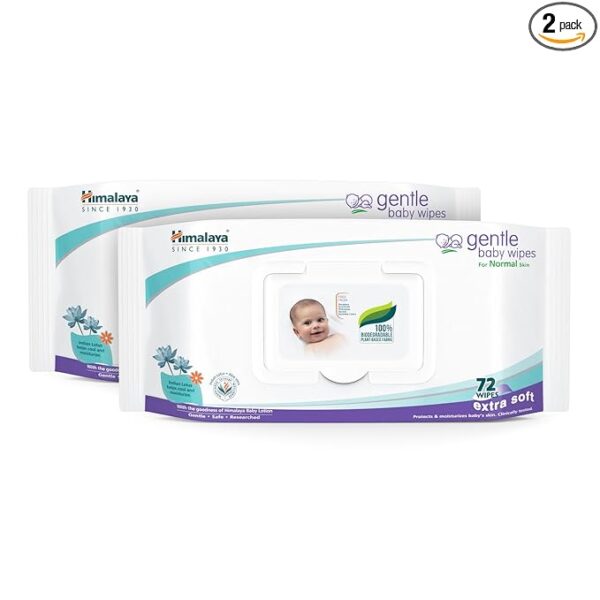 Himalaya Gentle Baby Wipes - 72 Pieces (Pack of 2)