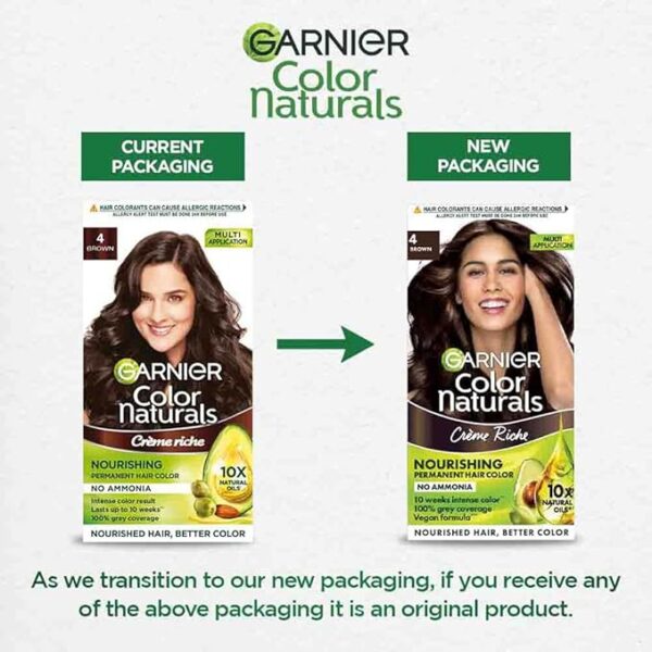 Garnier Color Naturals Crème hair color, Shade 4 Brown, 70ml + 60g - Image 4