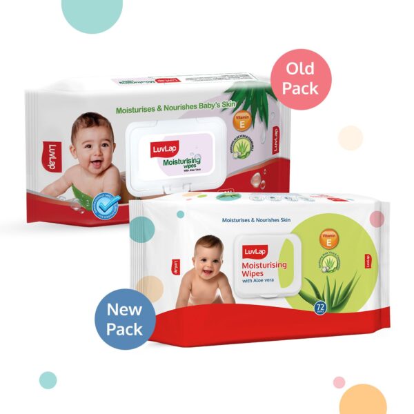 LuvLap Moisturising Wet Wipes with Lid For Baby Skin, Enriched with Aloe Vera, Vitamin E & Chamomile Extract, pH Balanced, Dermatologically Safe, Paraben & Sulphate Free, 72 Wipes, pack of 3 - Image 2