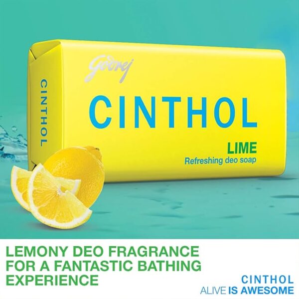 Cinthol Bathing Bar, Lime, 150g (Pack of 5) - Image 4