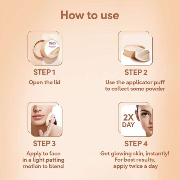 POND's Natural Glow Face Matte Powder For Normal Skin, Bb Glow - 30G, Pink - Image 7