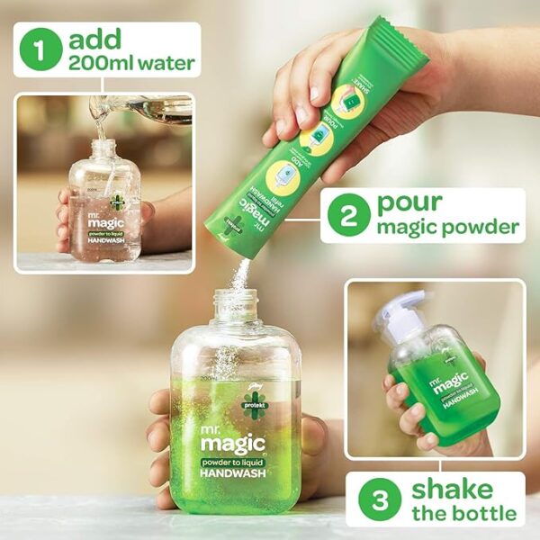Godrej Protekt magic Powder-to-Liquid Handwash - Bottle + Refill | 9g (makes 200ml of handwash) - Image 3