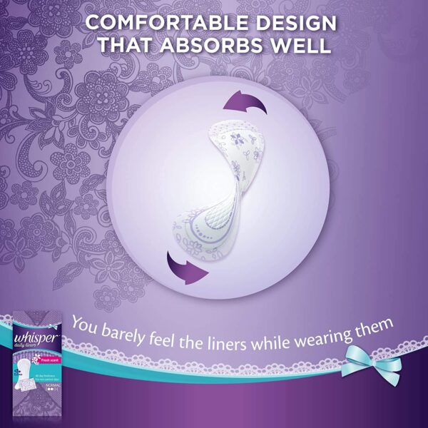 HISPER DAILY LINER , 40 NORMAL PADS, FOR NON PERIOD DAYS, CLEAN & FRESH, FRESH SCENT, LOCKS ODOUR, DISPOSABLE LINERS - Image 7