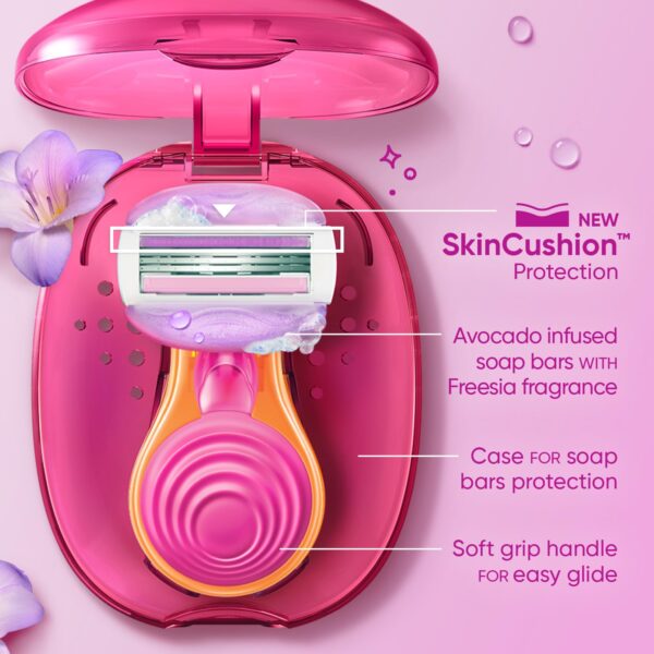 Gillette Venus Snap Hair Remover| Women Body Razor| Pack of 1 | Compact case|Soap gel bar with avocado - Image 7