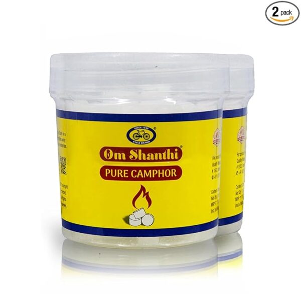 Cycle Pure Om Shanthi Camphor for Pooja - 220 Round Tablets (110 N X 2 Kapur Jars) | Pure Camphor for Divine Puja Experience | Zero Carbon | Ideal for Daily Rituals, Special Occasions & Havan
