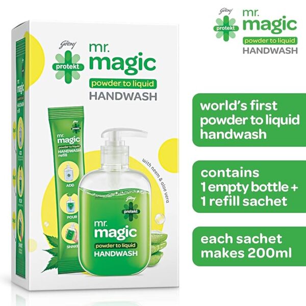 Godrej Protekt magic Powder-to-Liquid Handwash - Bottle + Refill | 9g (makes 200ml of handwash) - Image 5