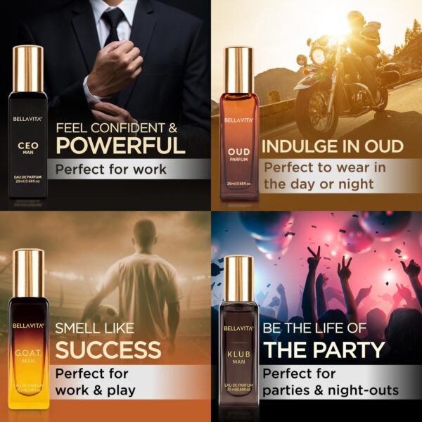 Bella Vita Luxury Man Perfume Gift Set 4 x 20 ml for Men with KLUB, OUD, CEO, G.O.A.T Perfume | Woody, Citrusy Long Lasting EDP Fragrance Scent - Image 4