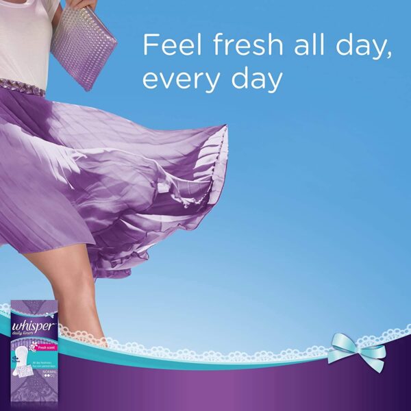 HISPER DAILY LINER , 40 NORMAL PADS, FOR NON PERIOD DAYS, CLEAN & FRESH, FRESH SCENT, LOCKS ODOUR, DISPOSABLE LINERS - Image 5