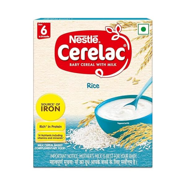 CERELAC Baby Cereal with Milk, Rice, Stage 1, From 6 to 24 Months , Source of Iron & Protein , Bag-In-Box Pack 300g